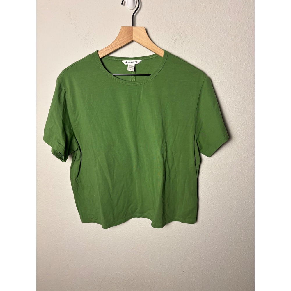 ☀️Athleta Essential Short Sleeve Tee Green Crew Neck Activewear Top Large
